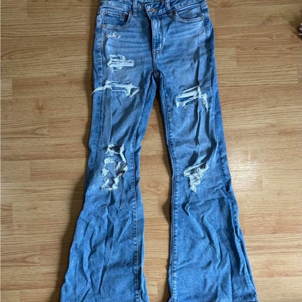 American Eagle Outfitters Blue Flare Wide Leg Jeans